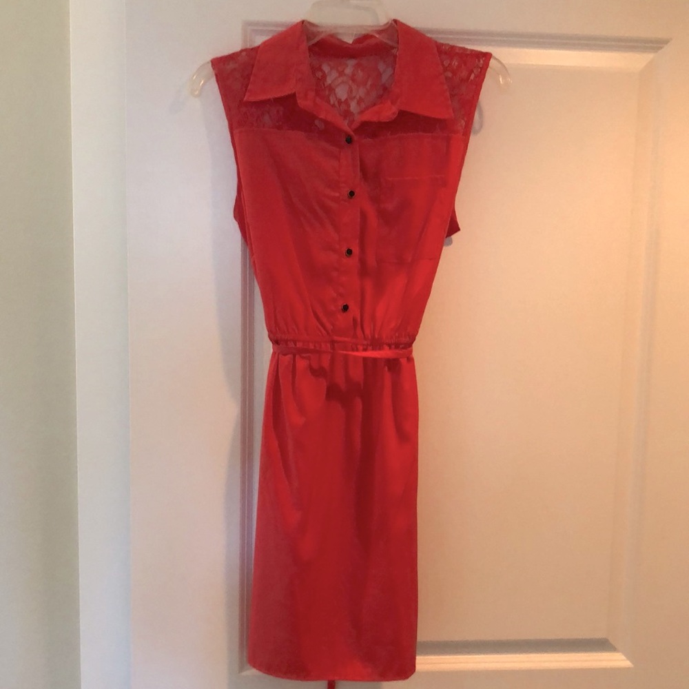 Coral collared dress
